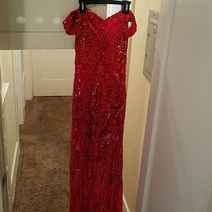 red sequins dress
